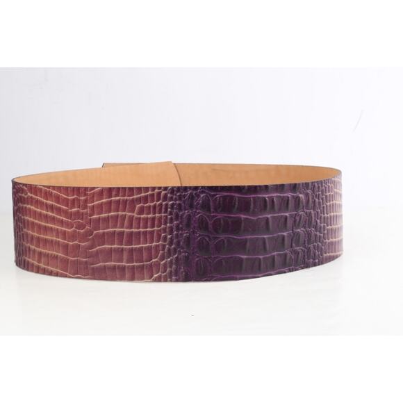 Purple Croco Embossed Leather Wide Waist Belt Size 90 Statement Classic main image 13